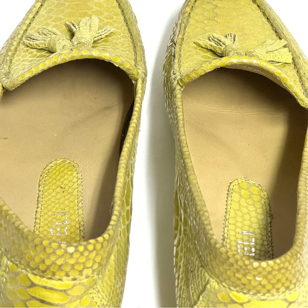 Vaneli Lime Green Loafers Snakeskin Driving Mocassins Shoes Tassels Womens 8A - Picture 8 of 10